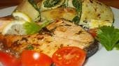 Špenátovo - mangoldové palačinky se slaninou/k lososovým steakům/