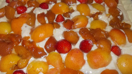 Jemný dezert s pudingovým tvarohem a meruňkami