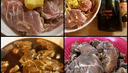 Vepřová líčka v pikantní marinádě, Z uvedených surovin si připravíme marinádu ve které necháme nejlépe přes noc maso naložené.Před vařením necháme maso z marinády v cedníku okapat.