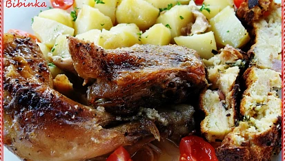 Zázvorové kuře pečené se zázvorovo -  bylinkovou nádivkou