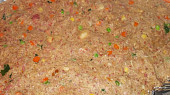 Mozaiková  sekaná,  plněná mozzarellou a anglickou slaninou