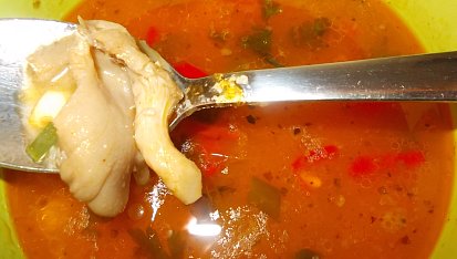 Polévka z hlívy ústřičné, chilli papriček a řapíkatého celeru