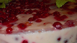 Smetanovo-tvarohový dort s rybízem a meruňkami