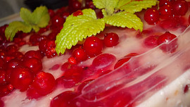 Smetanovo-tvarohový dort s rybízem a meruňkami