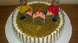 Tříbarevný dort s mascarpone krémem (Pat a Mat)