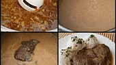 Vepřové srdíčko v zeleninové "omáčce" z papiňáku, Šťávu ponorným mixérem rozmixujeme,dochutíme česnekem,solí a pepřem.Maso vložíme nazpět,necháme prohřát a podáváme.