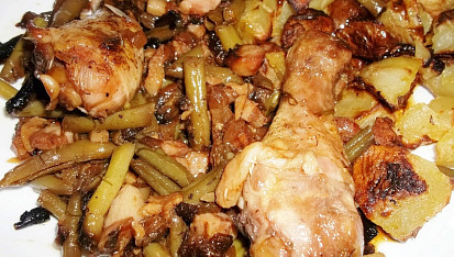 Vypečené fazolkové kuře na slanině s adžikou, Vypečené fazolkové kuře na slanině s adžikou