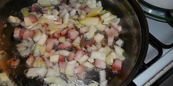 osmažíme slaninu s cibulí...
