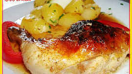 Bibinčiny kuřecí stehna plněná cuketovou nádivkou