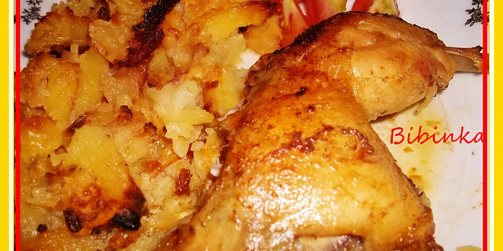 Gyrosové kuře z jednoho pekáče s "plesnivýma bramborama"