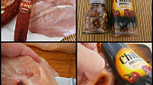 Kuřecí pikant prsíčka v česnekovén boku, část použitých surovin+postup