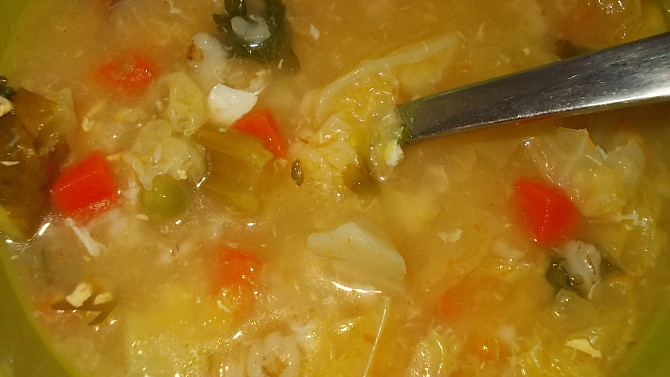 Kapustová polévka  s ovesnými vločkami