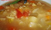 Mnohazeleninová zdravá polévečka prostá koření, detail...