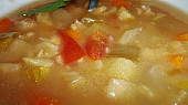 Mnohazeleninová zdravá polévečka prostá koření, detail...