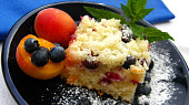 Rebarborový koláč, kombinace meruněk a borůvek