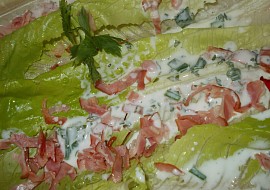 Řimský salát s dresinkem z podmáslí a s medvědím česnekem