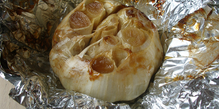 Bramborovo - dýňová kaše s pečeným česnekem