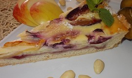 Smetanovo-pudingový koláč  s ovocem