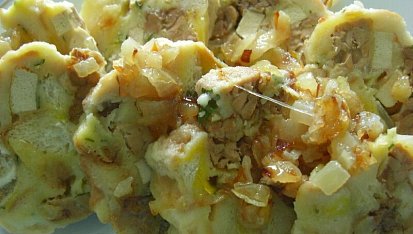 "Špekové" knedlíky s tofu, s uzeným tofu a uzeným tempehem. Mňam