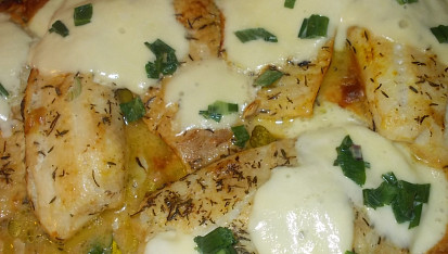 Tilapie, zapečená s mozzarelou  a houbami