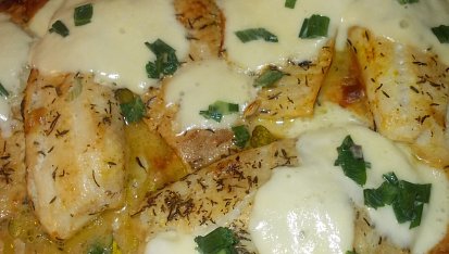 Tilapie, zapečená s mozzarelou  a houbami