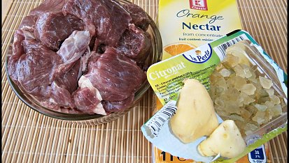 Hovězí líčka na pomeranči, část použitých surovin