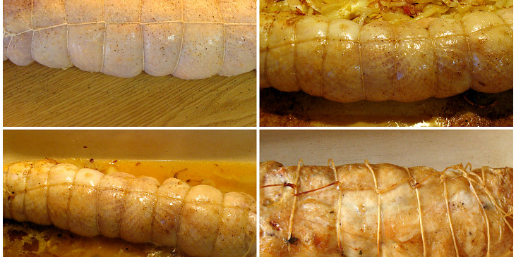 Kuřecí roláda plněná Schwarzwaldskou šunkou a jablkovým pyré (Příprava)
