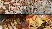 Masové nudličky se zavařenými hříbky, Na osmaženou slaninu dáme zatáhnout maso.Přidáme cibuli a necháme zavadnout.Přidáme protlak,bujón,podlijeme a dusíme.K měkkému masu přidáme hříbky i s nálevem.