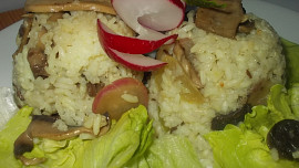 Houbovo - ředkvičkové rizoto s paprikami