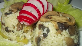 Houbovo - ředkvičkové rizoto s paprikami