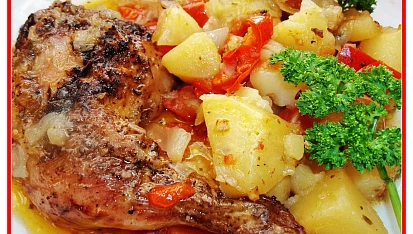 Staročeské  kuře pečené v zelenině i s přílohou, Staročeské kuře pečené v zelenině s přílohou