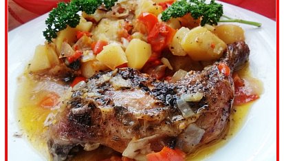 Staročeské  kuře pečené v zelenině i s přílohou, Staročeské kuře pečené v zelenině s přílohou