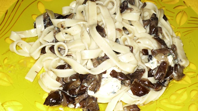Tagliatelle con funghi (Nudle s houbami)
