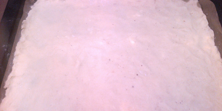 Tvarohový koláč sněhem zdobený (Rákocziho řezy) (těsto namačkáme na plech)