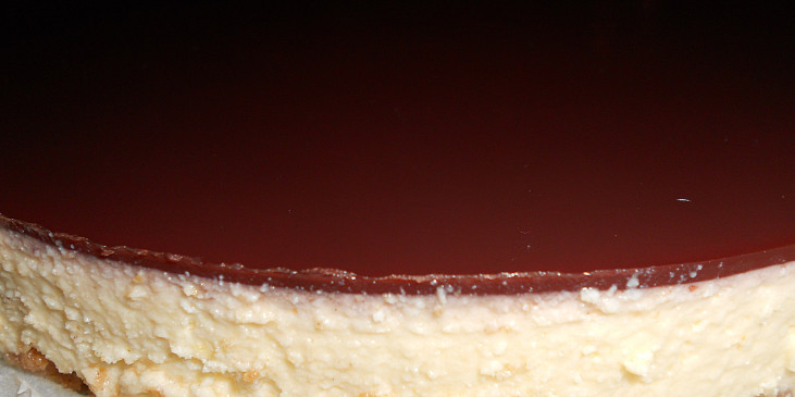 Cheesecake s pomerančem a "svařákovým" želé (2. pečení - víc vína, jiný sýr)
