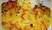 Curry kuře s paprikou, zázvorem a smetanou, detail...