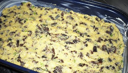 Polenta zapečená s houbami