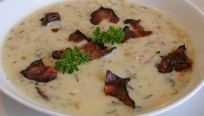 Krémová fazolová polévka s koprem