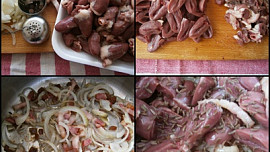 Kuřecí "gazdovská" srdíčka (a polévka z vývaru)