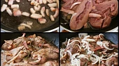 Ledvinky zase jinak a opět chutně, Na osmaženou slaninu dáme orestovat ledvinky,přidáme rozmarýn,cibuli,osmahneme,přidáme sojovku a podusíme.