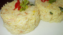 Rizoto s cuketou, uzeným kuřecím masem a sýrem