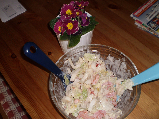 Salát z čekankových puků, připravené k večeři