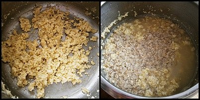 Drožďová polévka s ovesnými vločkami, 1.drožďová"smaženice"2.s vločkama a ostatními surovinami
