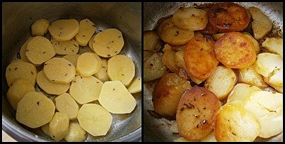 Brambory z papiňáku, před a po:-)