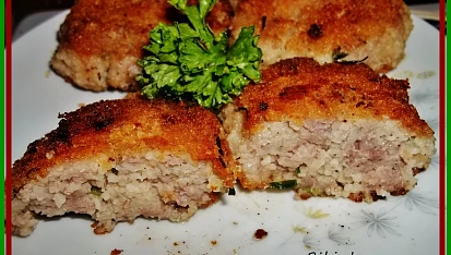 Karbanátky s kuskusem a bylinkami, průřez karbanátku...