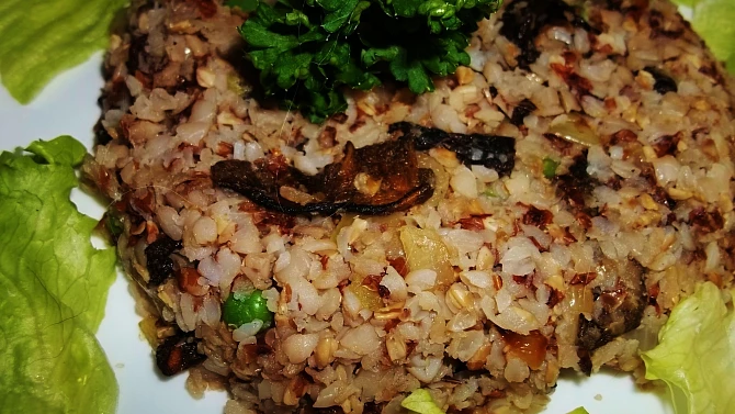Krupkové rizoto s houbami shitake, Krupkavé rizoto s houbami shitake