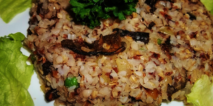 Krupkavé rizoto s houbami shitake