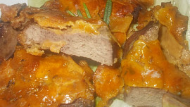 Vepřová játra v ohnivém  těstíčkovém obalu,  zapečená v troubě