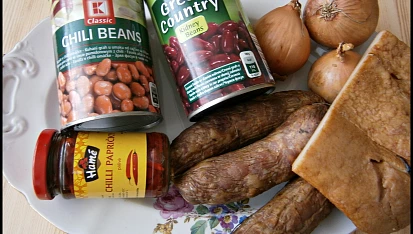 Ajveniny mexické fazole, část použitých surovin