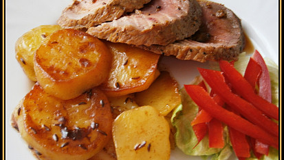 Hovězí na pomeranči a citronovém pepři v papiňáku, příloha"Brambory z papiňáku"od isindy-Ivi díky:-)